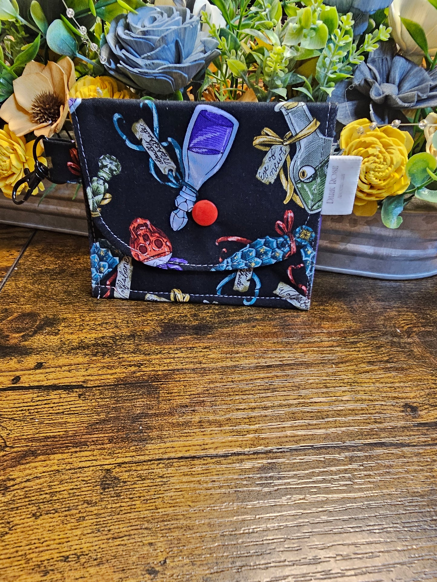 Flat keychain wallet "potions, potions, potions"