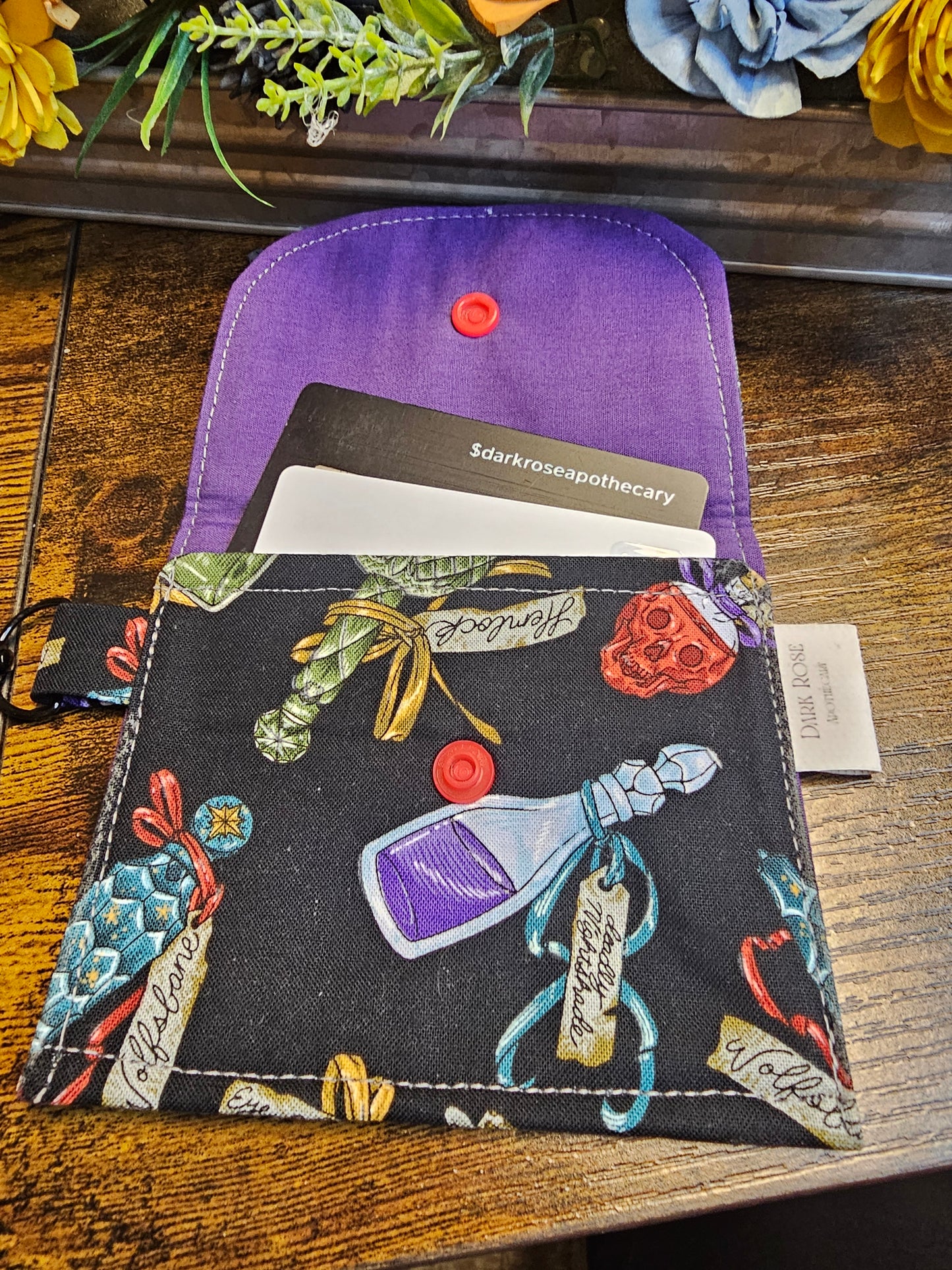 flat keychain wallets "potions, potions, potions"