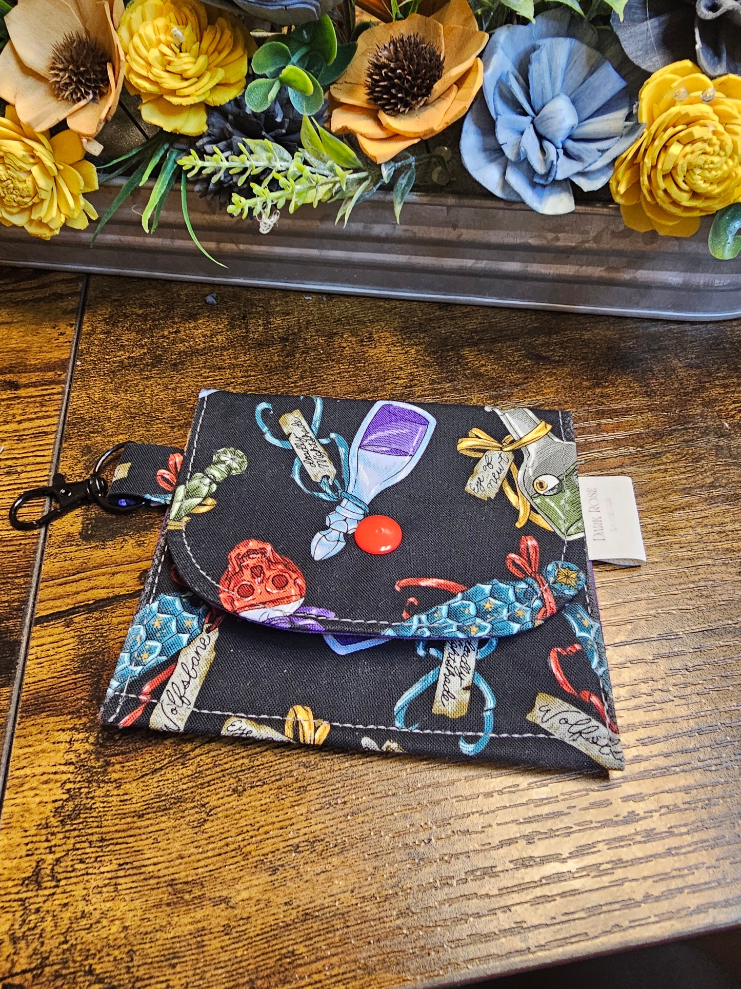 flat keychain wallets "potions, potions, potions"