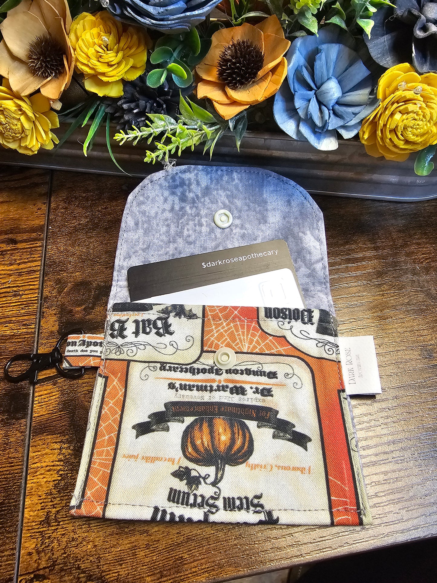 flat keychain wallet "Orange Apothecary"