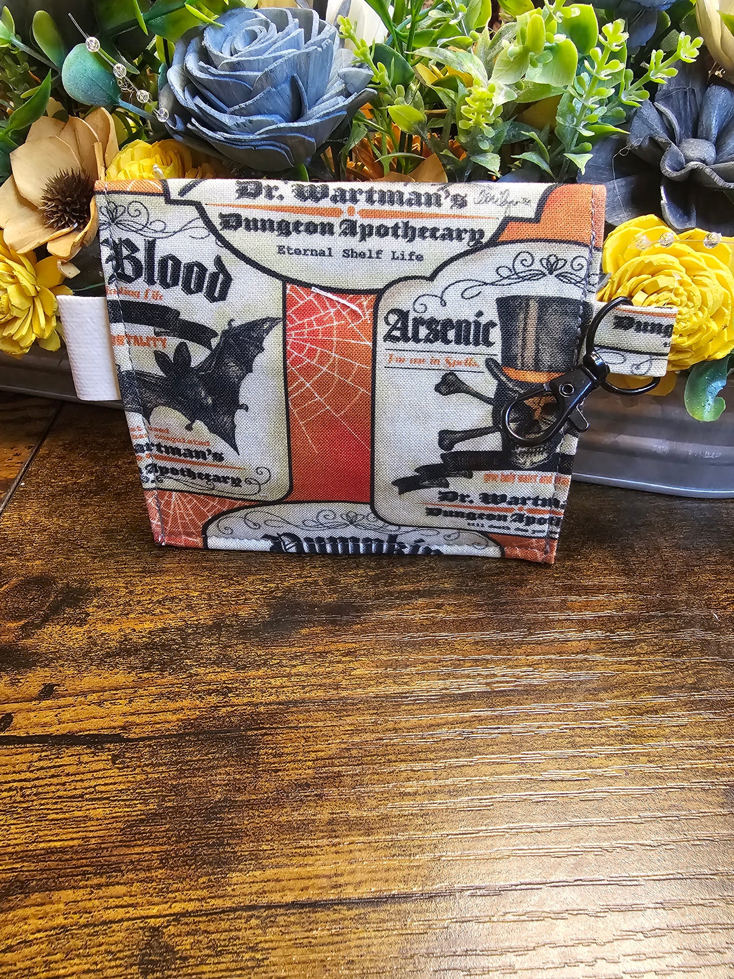 flat keychain wallet "Orange Apothecary"