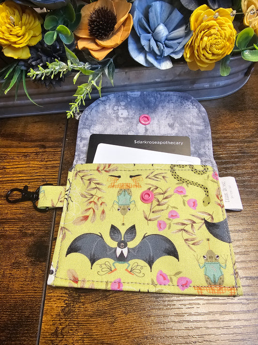 flat keychain wallet "Bats and Frogs"
