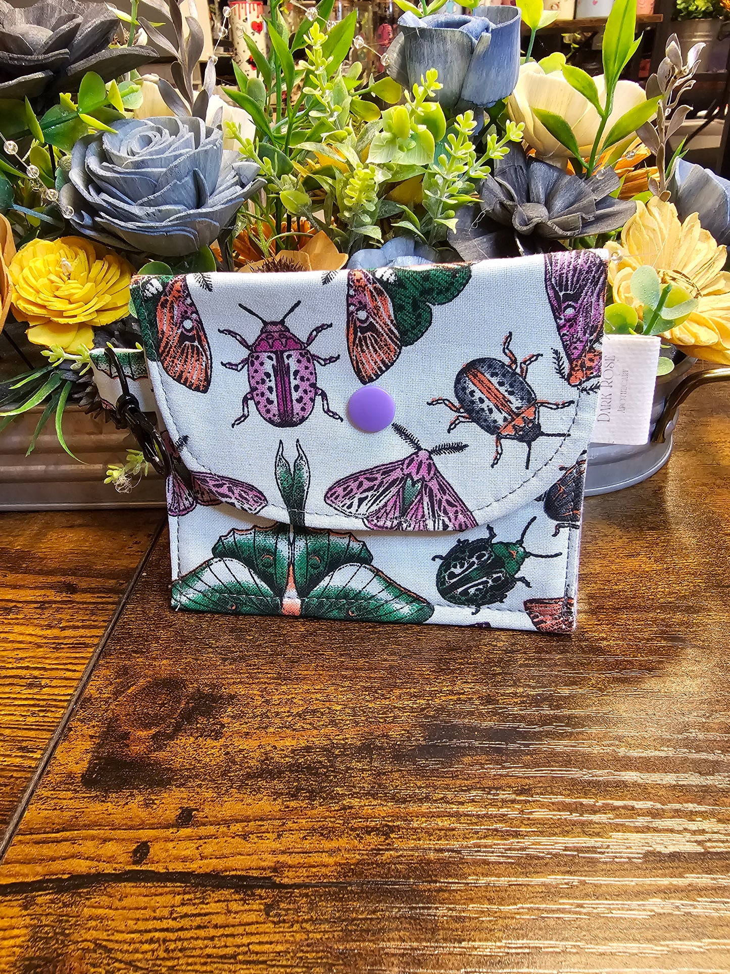 flat keychain wallet "Beatles and Moths"