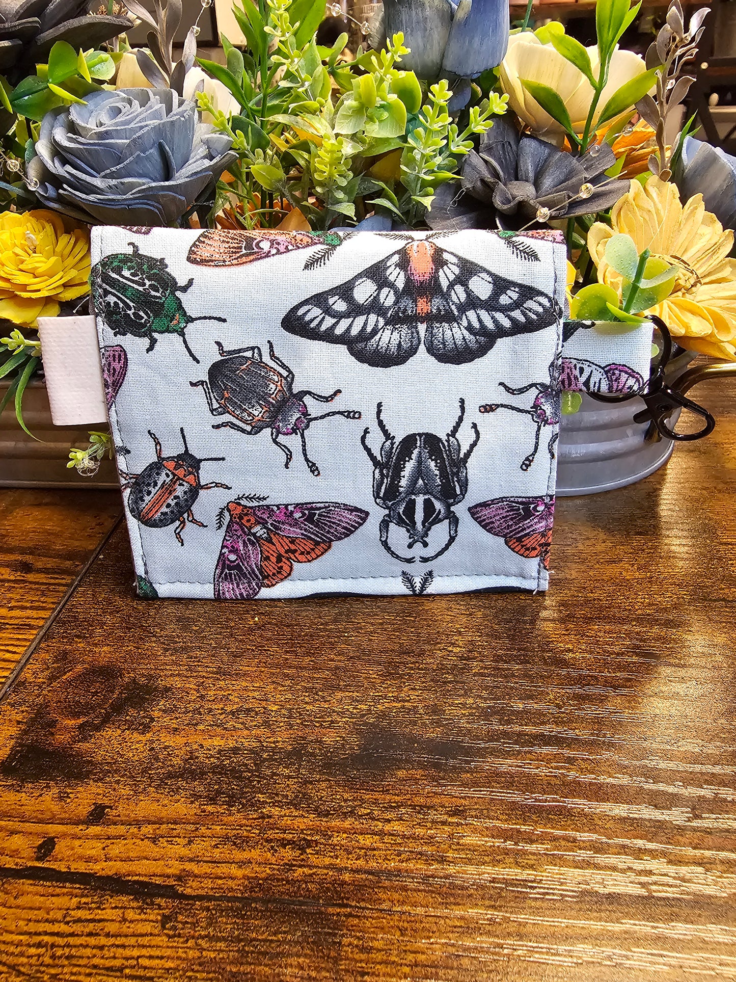 flat keychain wallet "Beatles and Moths"