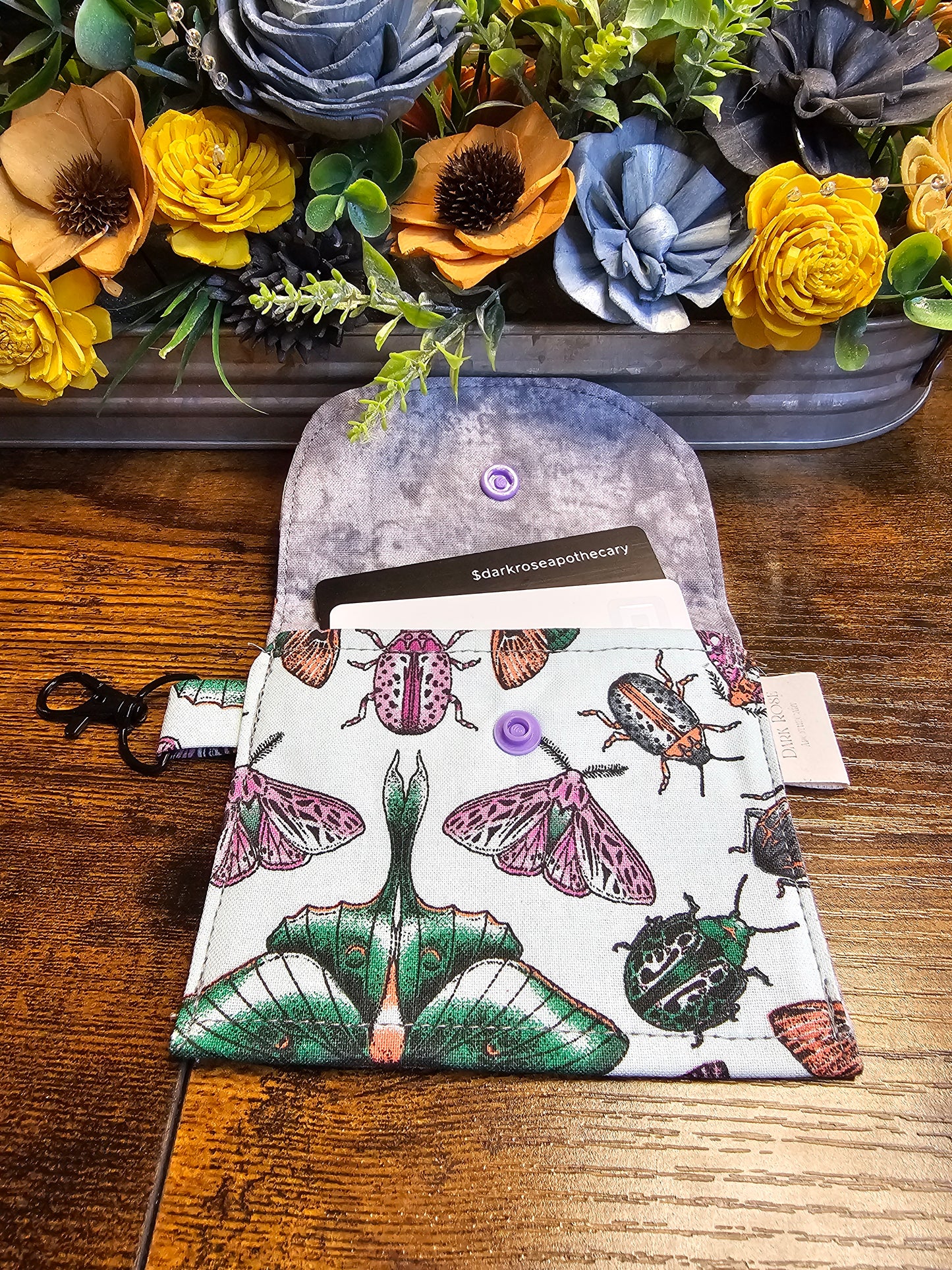 flat keychain wallet "Beatles and Moths"