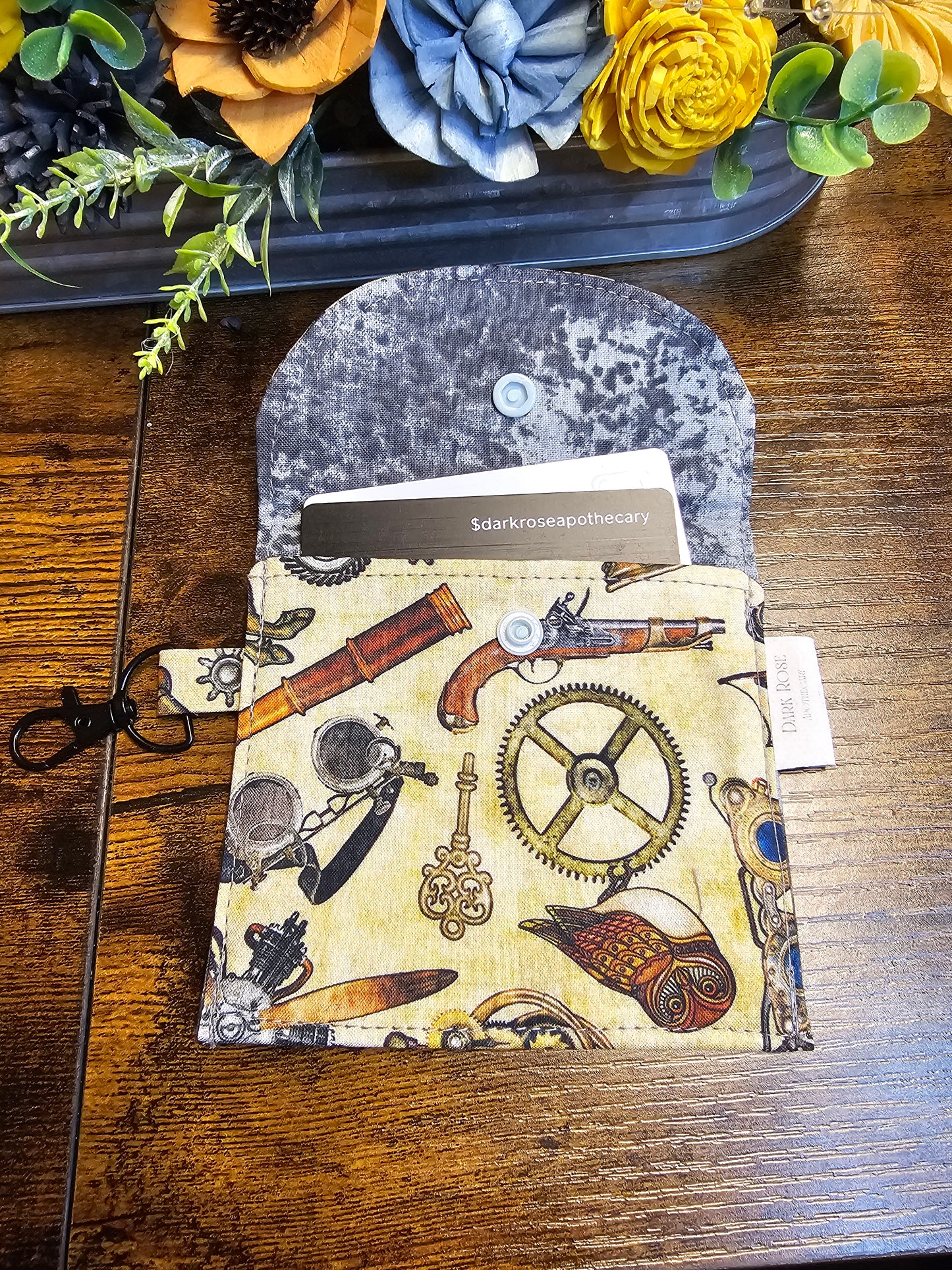 flat keychain wallet "steampunk life"