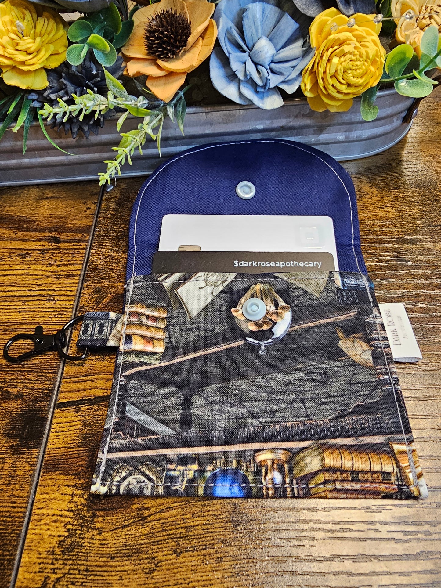 flat keychain wallets "witch's library"