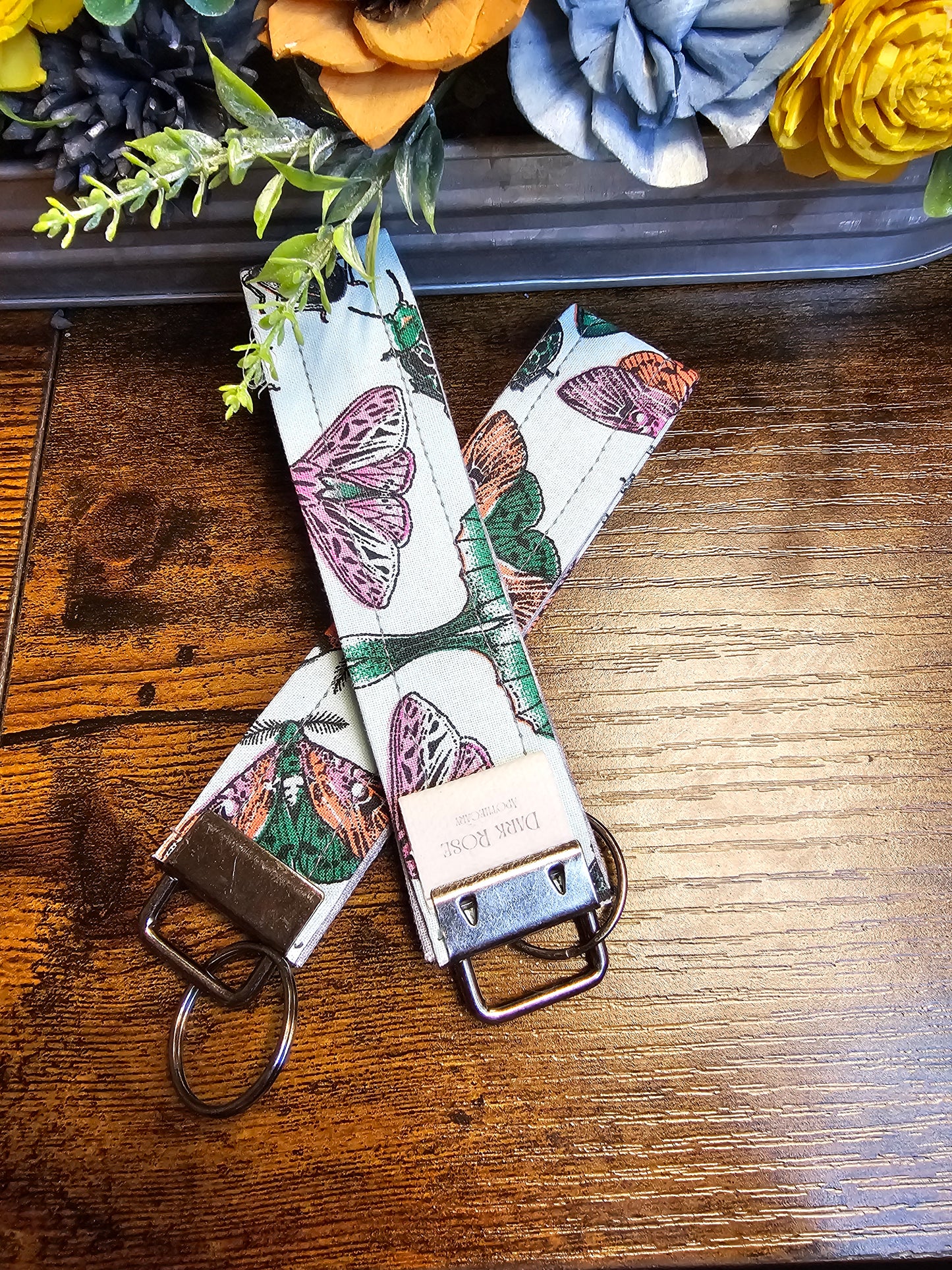 Wristlet keychains "Beatles and Moths"