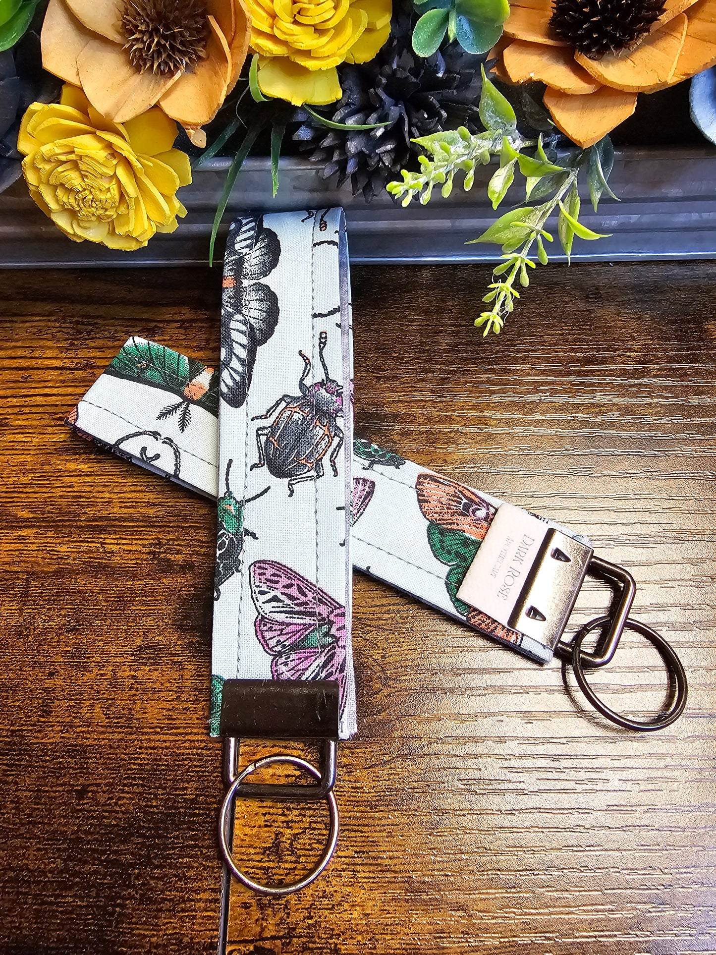 Wristlet keychains "Beatles and Moths"